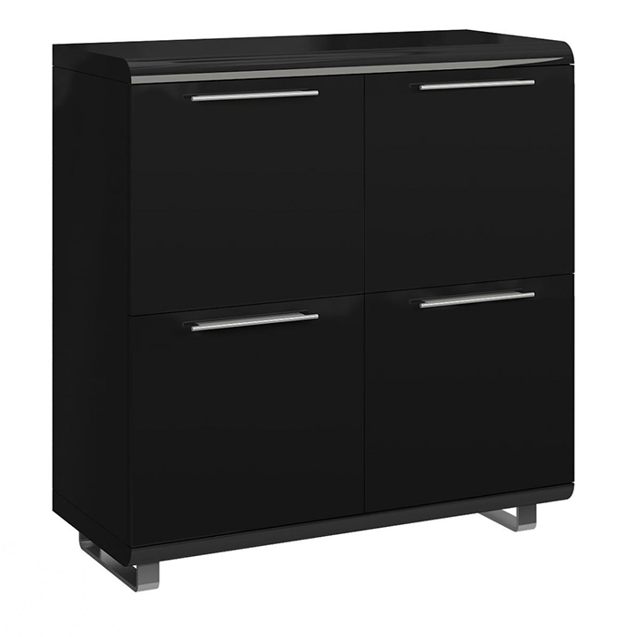 Newline Black 4 Door high Gloss Sideboard - Click Image to Close